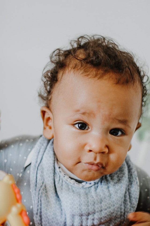 A close up of a baby